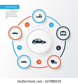 Car Icons Set. Collection Of Carriage, Crossover, Van And Other Elements. Also Includes Symbols Such As Sports, Sedan, Lorry.