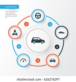 Car Icons Set. Collection Of Chronometer, Plug, Crossover And Other Elements. Also Includes Symbols Such As Crossover, Electric, Control.
