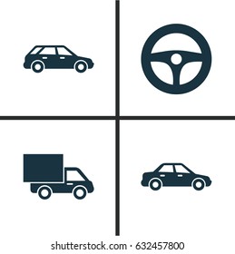 Car Icons Set. Collection Of Drive Control, Lorry, Automobile And Other Elements. Also Includes Symbols Such As Control, Van, Automobile.