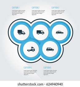 Car Icons Set. Collection Of Car, Lorry, Crossover And Other Elements. Also Includes Symbols Such As Car, Crossover, Lorry.