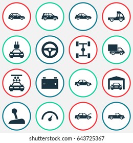 Car Icons Set. Collection Of Plug, Chronometer, Crossover And Other Elements. Also Includes Symbols Such As Stick, Electric, Speedometer.