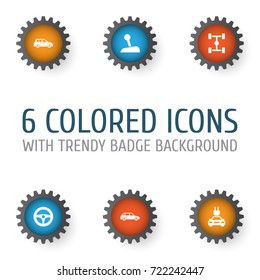 Car Icons Set. Collection Of Plug, Car, Stick And Other Elements. Also Includes Symbols Such As Electric, Lever, Steering.