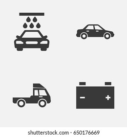 Car Icons Set. Collection Of Transport Cleaning, Van, Automobile And Other Elements. Also Includes Symbols Such As Lorry, Van, Wash.