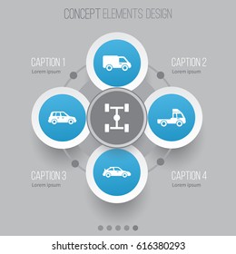 Car Icons Set. Collection Of Truck, Wheelbase, Crossover And Other Elements. Also Includes Symbols Such As Truck, Lorry, Sports.