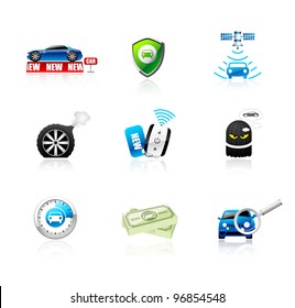 Car icons set. Different types of car topics including insurance, finance, service and sales. This illustration contains transparencies, AI10 EPS. - Powered by Shutterstock - Get 15% off with code: PIKWIZARD15