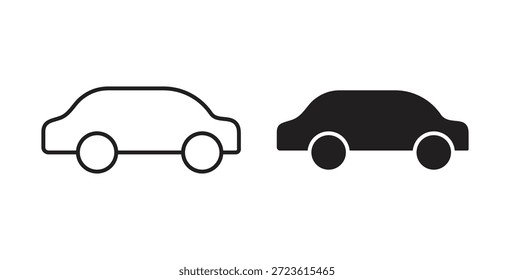 Iconos del coche fijados aislados en la Ilustración vectorial plana del fondo blanco.