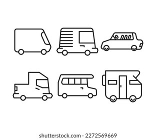 car icons set line vector illustration