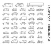 Car icons set. Linear style. Vector illustration.