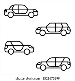 Car icons set. Linear style.