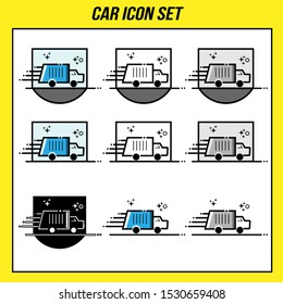 Car icons set. Linear style. Vector illustration.