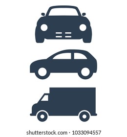 Car icons set on white background. Vector illustration