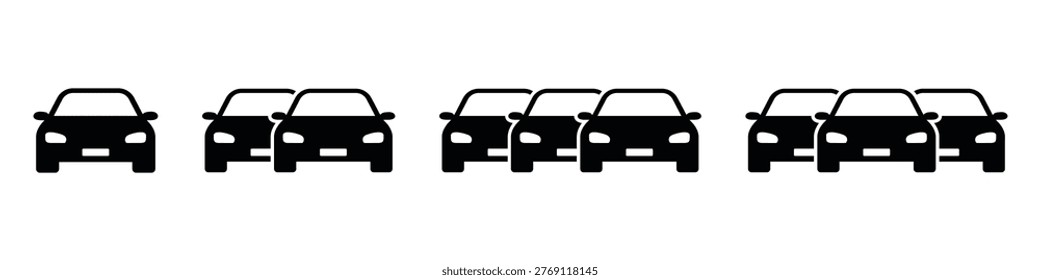 Car icons set representing traffic congestion and fleet management