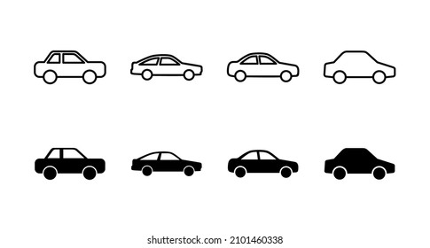 Car icons set. car sign and symbol. small sedan