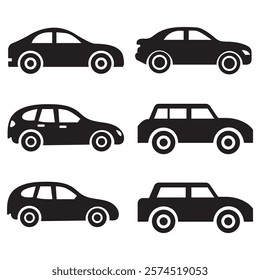 Car icons set silhouette isolated on white background