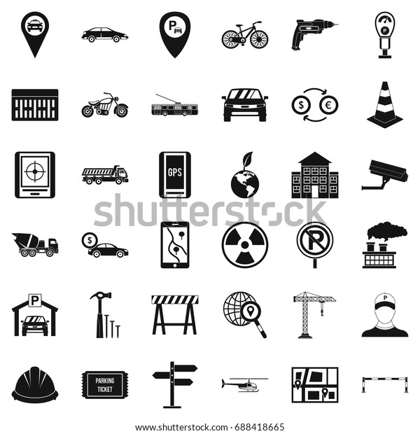 Car icons set. Simple style of 36 car\
vector icons for web isolated on white\
background