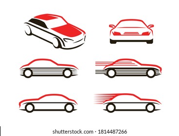 Car icons set. Transport, automobile symbol or logo