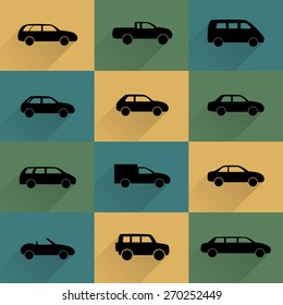 Car icons set, vector illustration