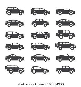 Car icons set. Vector illustration.