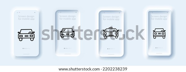 Car\
icons set. Car wash, repair, speed, delivery. Car concept.\
Neomorphism style. Vector line icon for\
business.