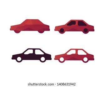 Car icons side view vector (Red Polygonal Mosaic )