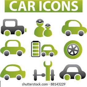car icons, signs, vector illustrations set