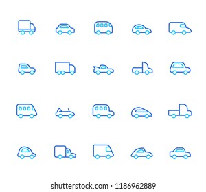 Iconos del coche, conjunto de líneas simple