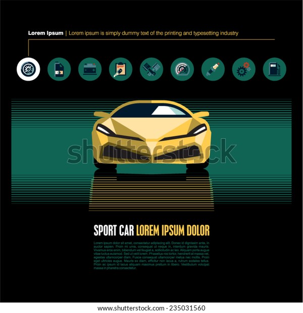 Car icons. Sport car\
vector background.