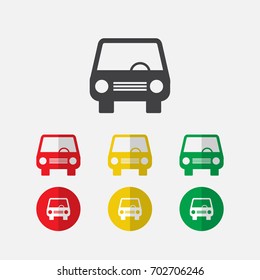 Car icons or symbols, Vector. Illustration.  Isolate on white.