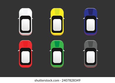 Car icons top view, car web icons, ev car icons.