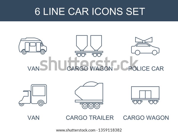 car\
icons. Trendy 6 car icons. Contain icons such as van, cargo wagon,\
police car, cargo trailer. icon for web and\
mobile.