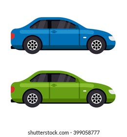 Car icons. Vector flat illustration isolated on white background.