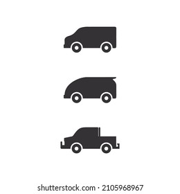 Car icons and vector logo automobiles for travel truck bus and other transport vector signs design illustration