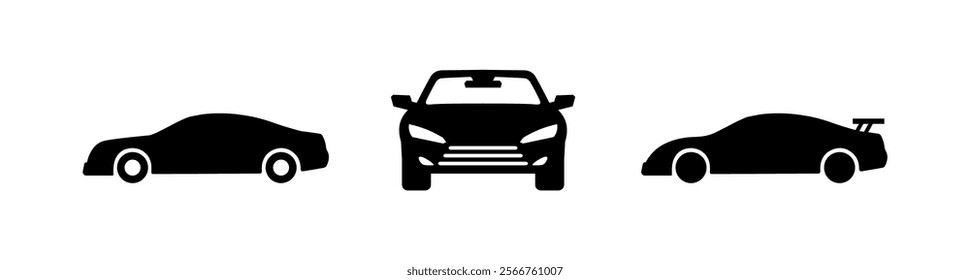 Car icons and vector logo automobiles for travel truck bus and other transport