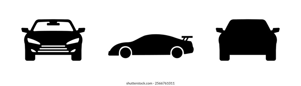 Car icons and vector logo automobiles for travel truck bus and other transport