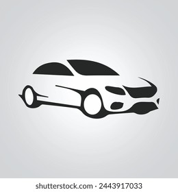 Iconos de coches, coches antiguos, iconos únicos, y un logotipo de coche con un fondo plateado, ilustración vectorial