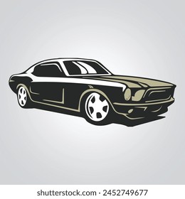 Car icons, vintage cars, unique icons, and a car logo with a silver background, Vector illustration