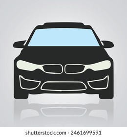 Car icons, vintage cars, unique icons, and a car logo with a silver background, Vector illustration