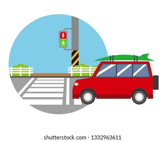 car icon.traffic light icon.crosswalk vector icon.