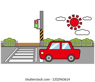 car icon.traffic light icon.crosswalk vector icon.