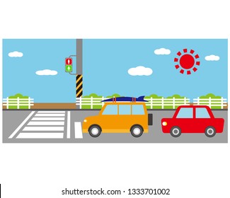 car icon.traffic light icon.crosswalk vector icon.
