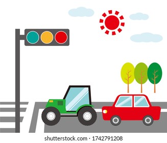 car icon.traffic light icon.crosswalk vector icon.