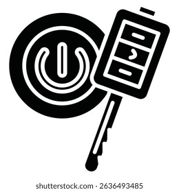 car ignition icon Flat outline fill black and white