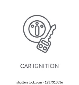 Car Ignition Linear Icon. Modern Outline Car Ignition Logo Concept On White Background From Car Parts Collection. Suitable For Use On Web Apps, Mobile Apps And Print Media.