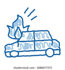 car ignition sketch icon vector. Hand drawn blue doodle line art car ignition sign. isolated symbol illustration