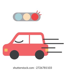 A car ignoring traffic lights - simple and flat illustration