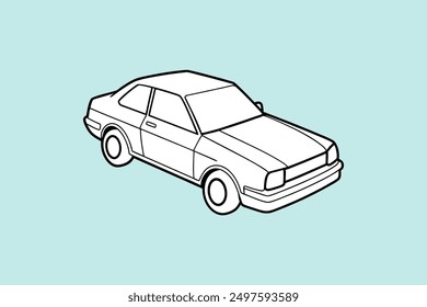 Car illustrate Isolated on background. vector illustration Coloring page line art for book.