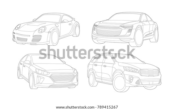 Car illustration, Car Illustration, Auto icon, Sport\
car, Modern auto, Transportation concept, Line vector, Rent car,\
Transportation set