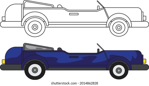 car illustration cartoon and for colouring