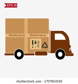 car illustration in cartoon style. delivery car design.