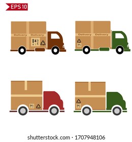 
car illustration in cartoon style. delivery car design.